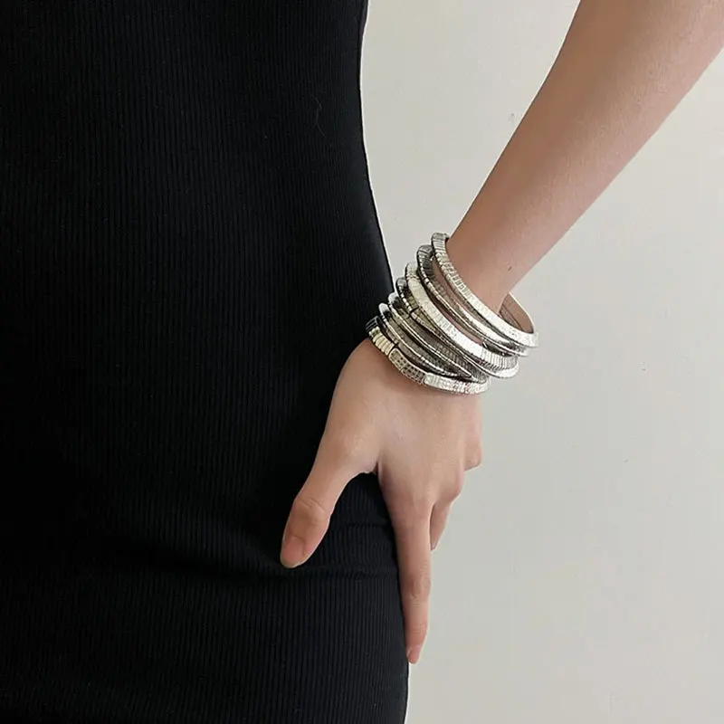 Fashion Jewelry Popular Design Multi Layers Metal Stretch Bracelets For Women Party Gifts Fine Accessories 2024 Trend New