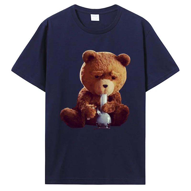 Funny Ted Bear Smoking Bong Tshirt Cotton T-Shirt Unisex T Shirt Fashion Fitness Short Sleeve O-Neck Tops Men's Clothing