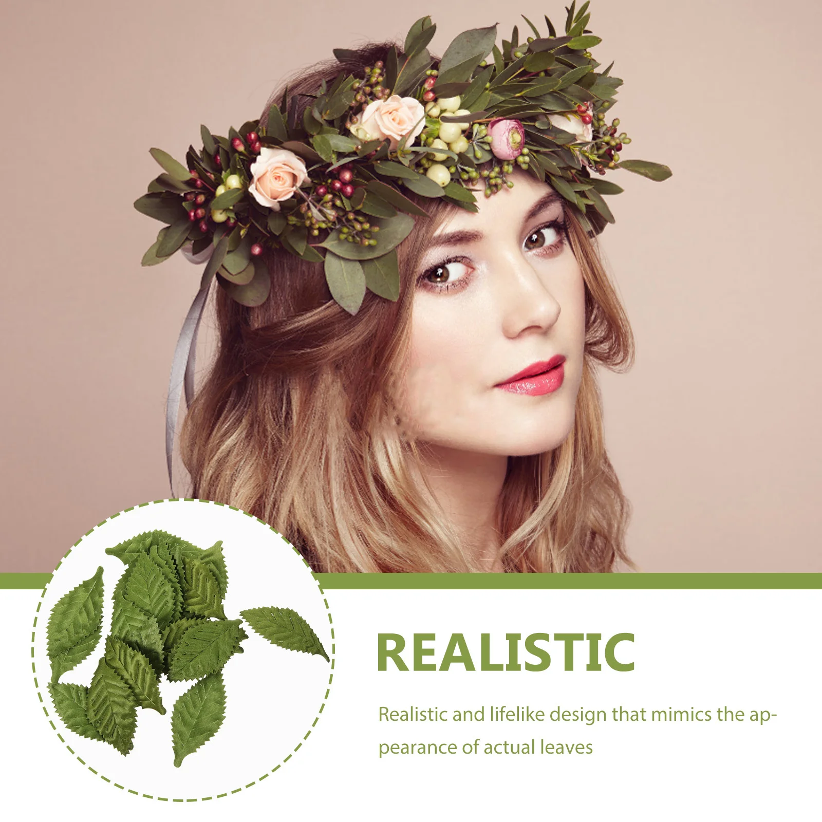 

200Pcs Resin Leaf Accessories Artificial Green Leaves Realistic for Wedding Party DIY Flower Crown Headbands Leaf Beads
