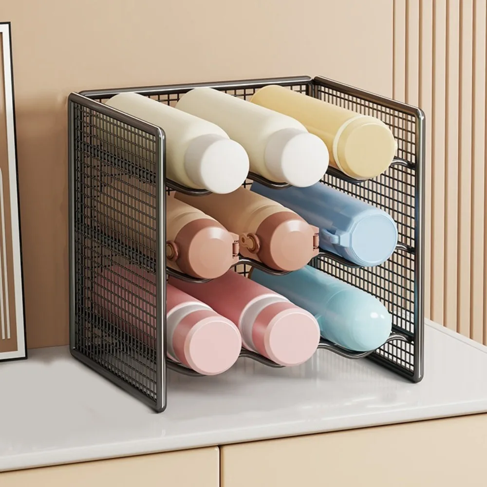 

2/3/4 Layers Multi-layer Cup Storage Rack Iron Space Saving Metal Cup Holder Breathable Large Capacity Water Bottle Holder
