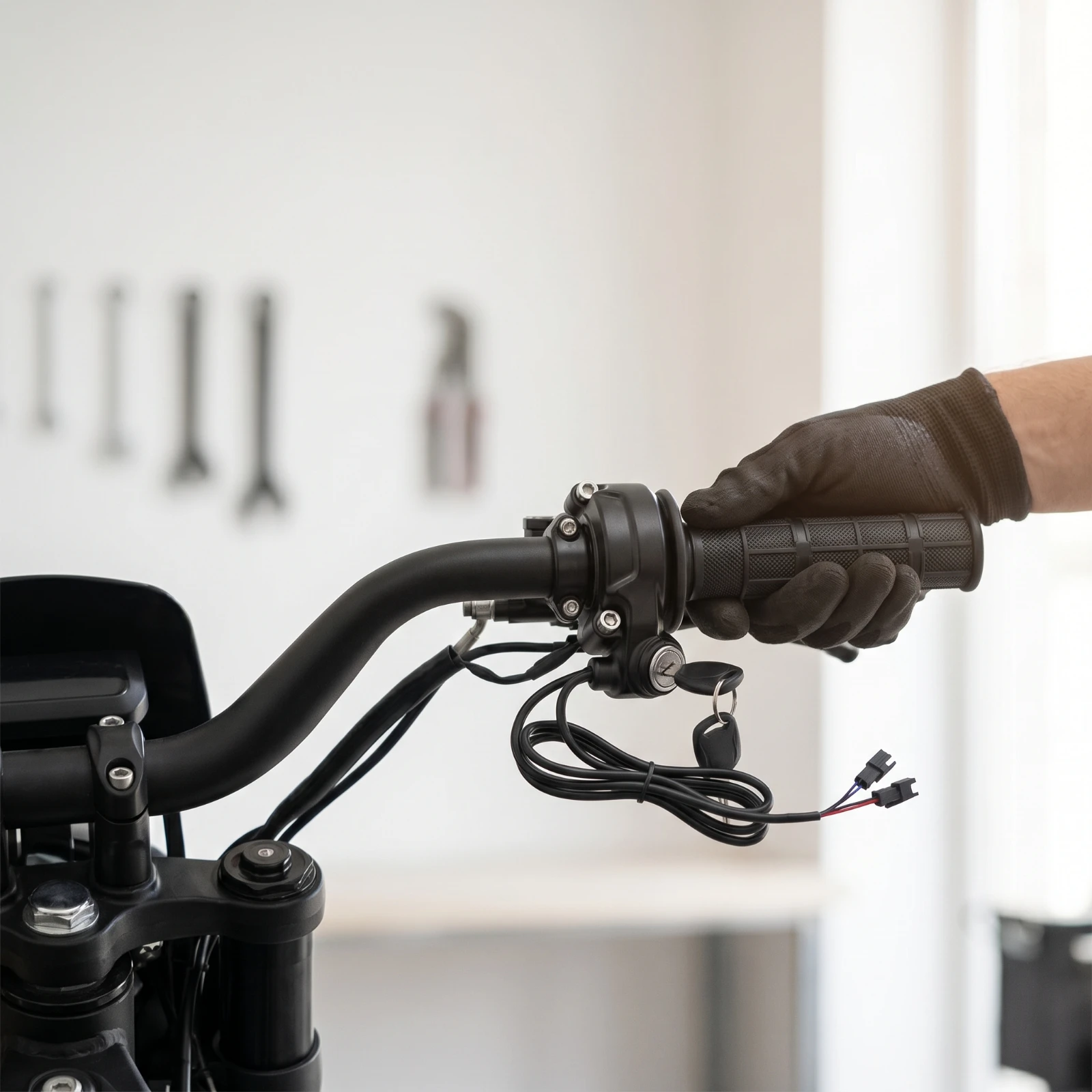 Twist Throttle with Keys Electric Throttle Grip Set with Key Keyed Anti-Slip for Riders, off-Road, DIY Builds