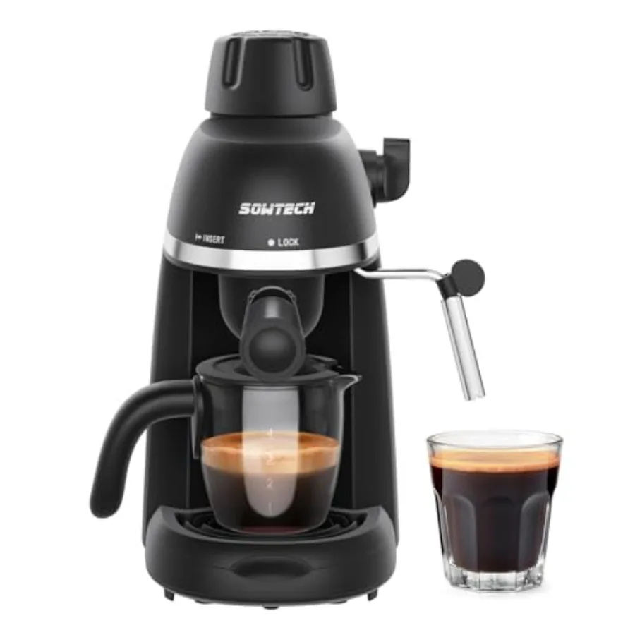 

Coffee Machine 3.5 Bar Espresso Cappuccino Machine with Milk Frother 1-4 Cup Portable Coffee Maker for Latte Cappuccino 800W Bl
