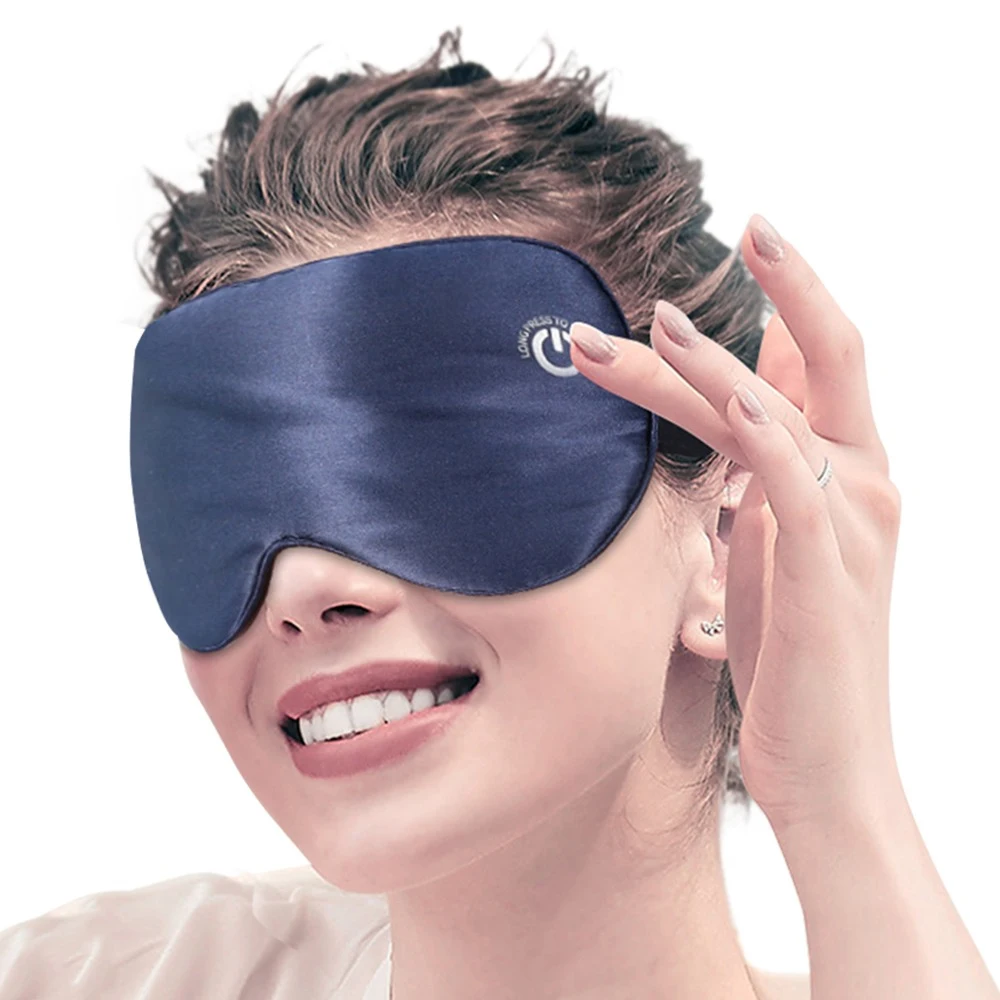 

Rechargeable Cordless Heated Eye Mask Vibration Eye Massager Hot Compress for Relief Dry Eyes Eye Fatigue Real Silk Sleep Mask