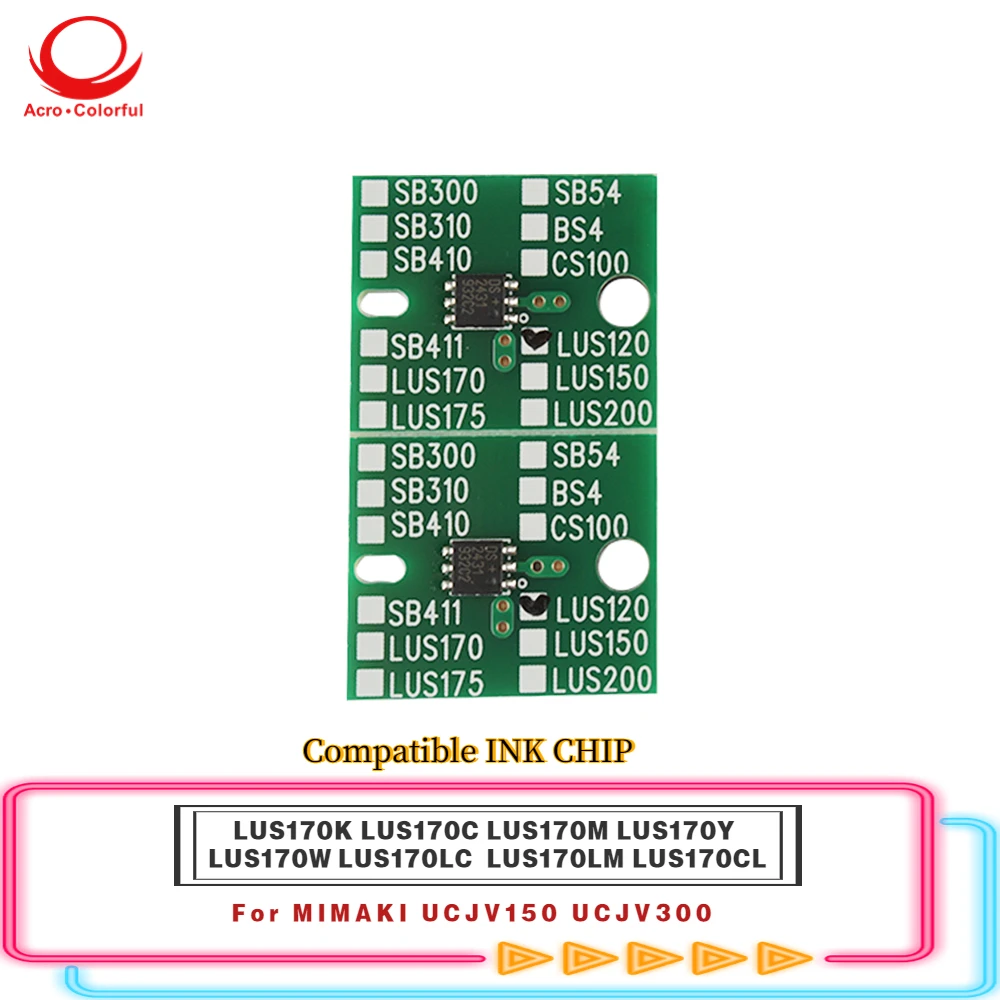 

LUS170K LUS170C LUS170M LUS170Y Compatible INK CHIP For MIMAKI UCJV150 UCJV300 Laser Printer Cartridge Chip