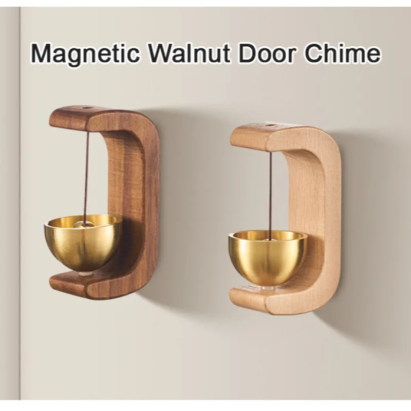 

[When The Doorbell Rings, Wealth Pours In] Magnetic Walnut Doorbell Wooden Doorbell Black Walnut Wood Door Bell Magnetic Suction