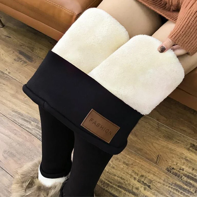 HELIAR Women Fleece Thicken Warm Leggings Underwear Thermal High Waist Pants Cashmere Casual Trousers For Women 2024 Fall Winter