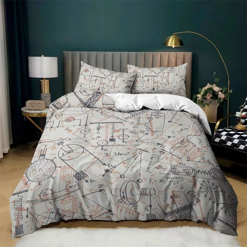 Math Equation Duvet Cover Set Single King Size Mathematics Formula Pattern Bedding Set For Boys Girls Educational Quilt Cover