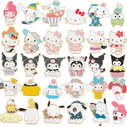 10/30pcs Sanrio Brooch Cartoon Anime Action Figures Hello Kitty Kuromi Melody Brooch Enamel Pins Cute Jewelry Accessories Gifts