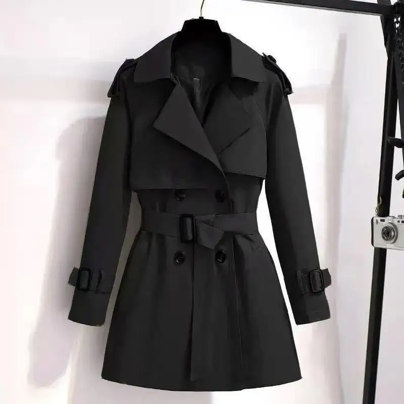 YQZ-X753#2024 Autumn Winter New Trench Coat Women\'s Mid to Long Workwear British Style Loose Fit slimming Jacket Cheap Wholesale