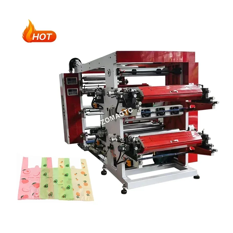 Automatic Cheap Flexo Printing Machine 4 Colors Press Flexographic Printer With Metal Anilox Roller Rubber Roller