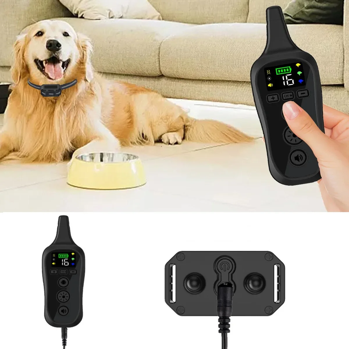 Rechargeable Remote Control Electronic Dog Training Collar with Sound and Vibration Anti-Barking and Anti-Biting Collar for Dogs