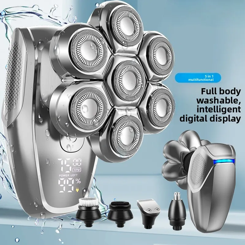 

Новый цифровой дисплей, электробритва с семью лезвиями, машинка для стрижки лысины, перезаряжаемая бритва «все в одном»