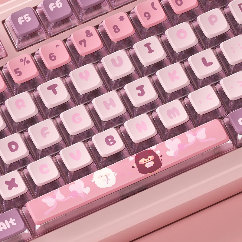 Pudding-teclas transparentes para teclado mecánico, accesorios de sublimación, PBT, perfil de cereza, 127 teclas