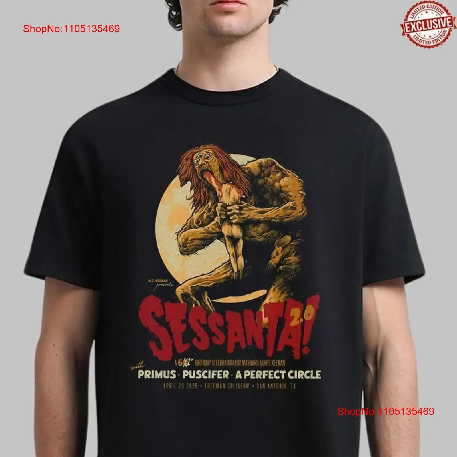 Sessanta V2 0 San Antonio Texas Concert Merch At Freeman Coliseum T Shirt S 4XL vintage Washed homme streetwear Breathable