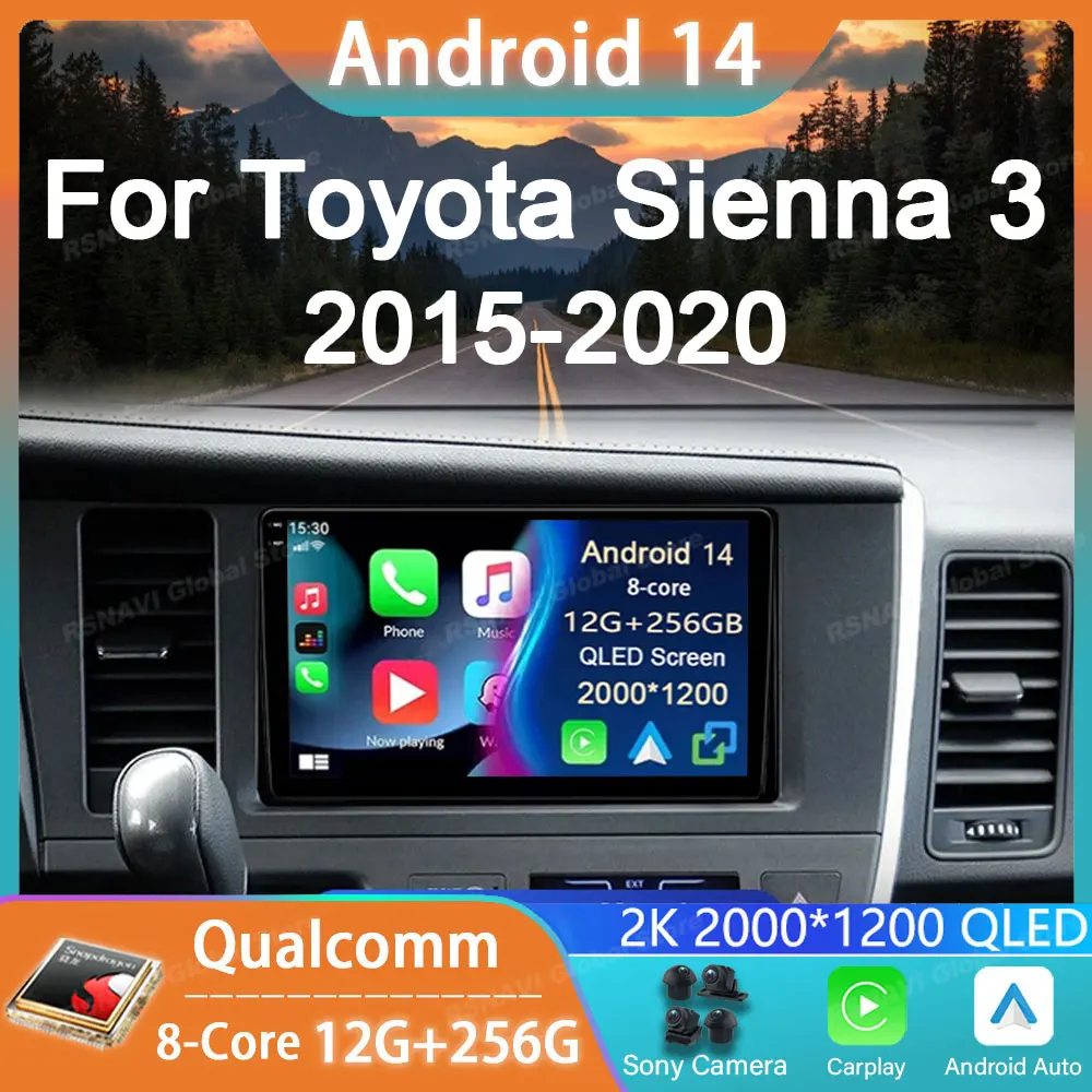 

Car Radio Android 14 For Toyota Sienna 3 2015 - 2021 GPS Carplay Multimedia Player Stereo Auto DSP BT Navigation Head Unit Audio