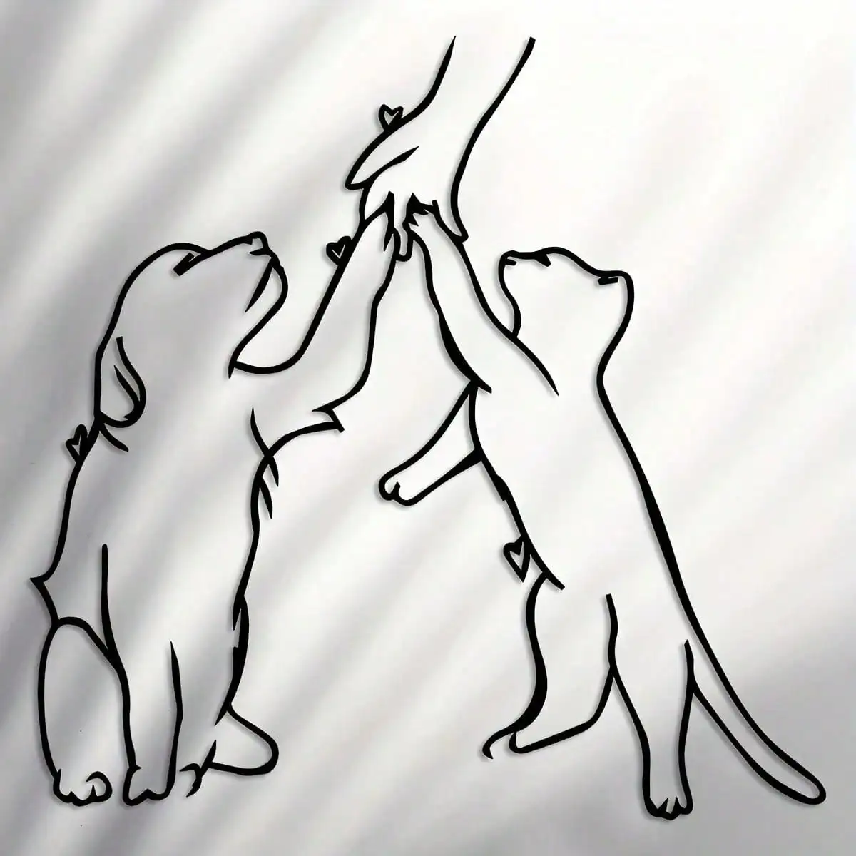 Minimalist Metal Wall Art 15.7x15.4 Inch Cat Dog Friendship Theme Modern Home Decor Halloween Christmas New Year Gift Pet Lovers
