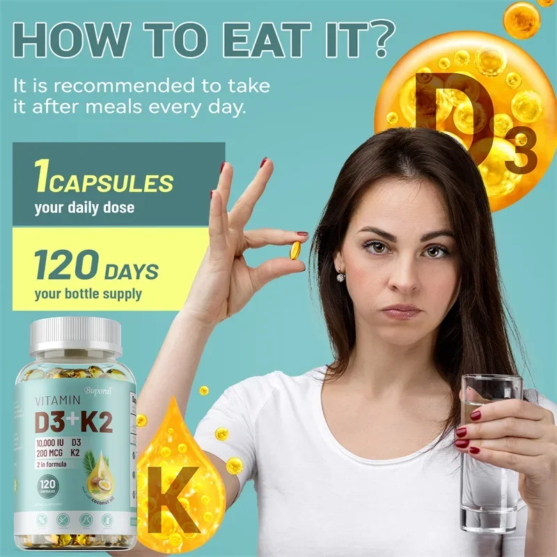 VITAMIN D3&K2 - Nerve, Muscle, Heart, Bone and Dental Health, Immune System HealthSupplements