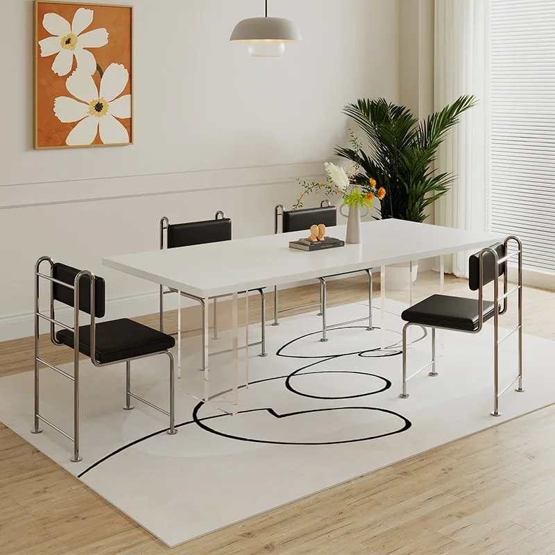 

New Designer Dining Chair Stainless Steel Lounge Seat Modern Minimalist Backrest Stool for Restaurant Comfortable Kitchen Chair