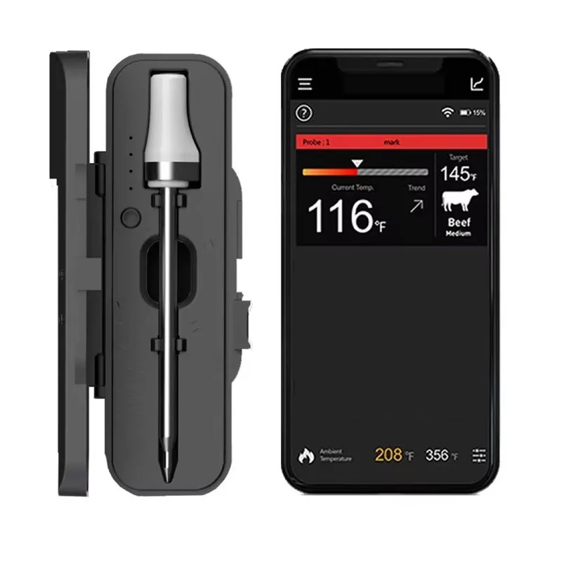 

GYTB-Bluetooth-термометр для барбекю, устройство для отслеживания температуры мяса WP01-SUS304, датчик NTC, дальность действия 100 м, водонепроницаемость IP65