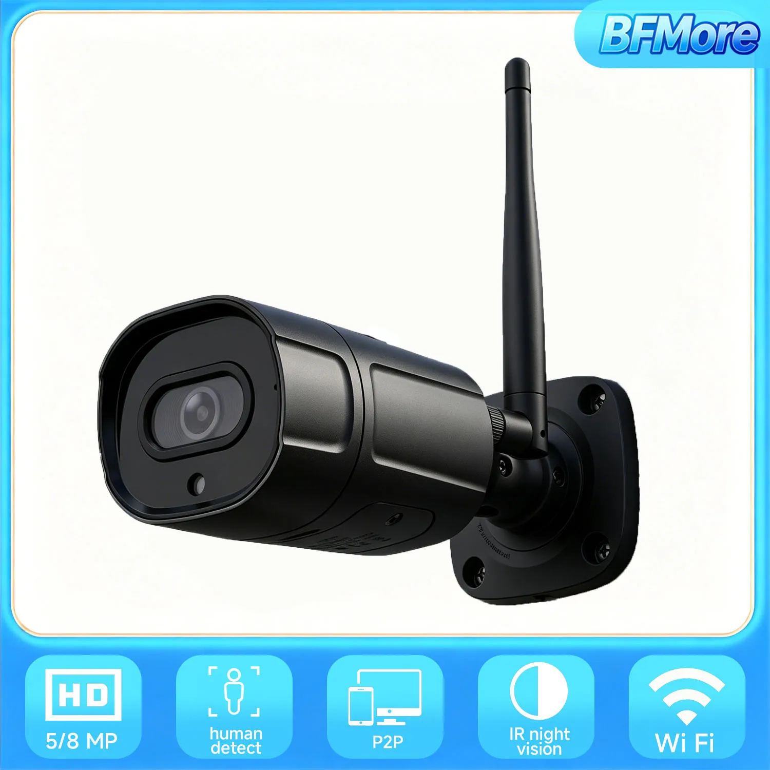 

BFMore 4K 8MP WIFI Security камерой Outdoor System 5MP IP Surveillance камерой with IR Night Vision Human/Vehicle Detect