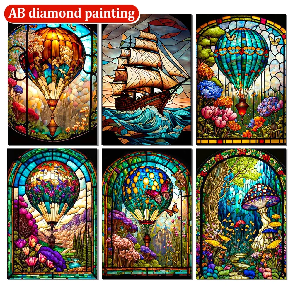 Cartoon Diamond Painting Art Full AB Square Round Drills SteamBall Stained Glass Diamond Painting Kits Handmade Home Decoration