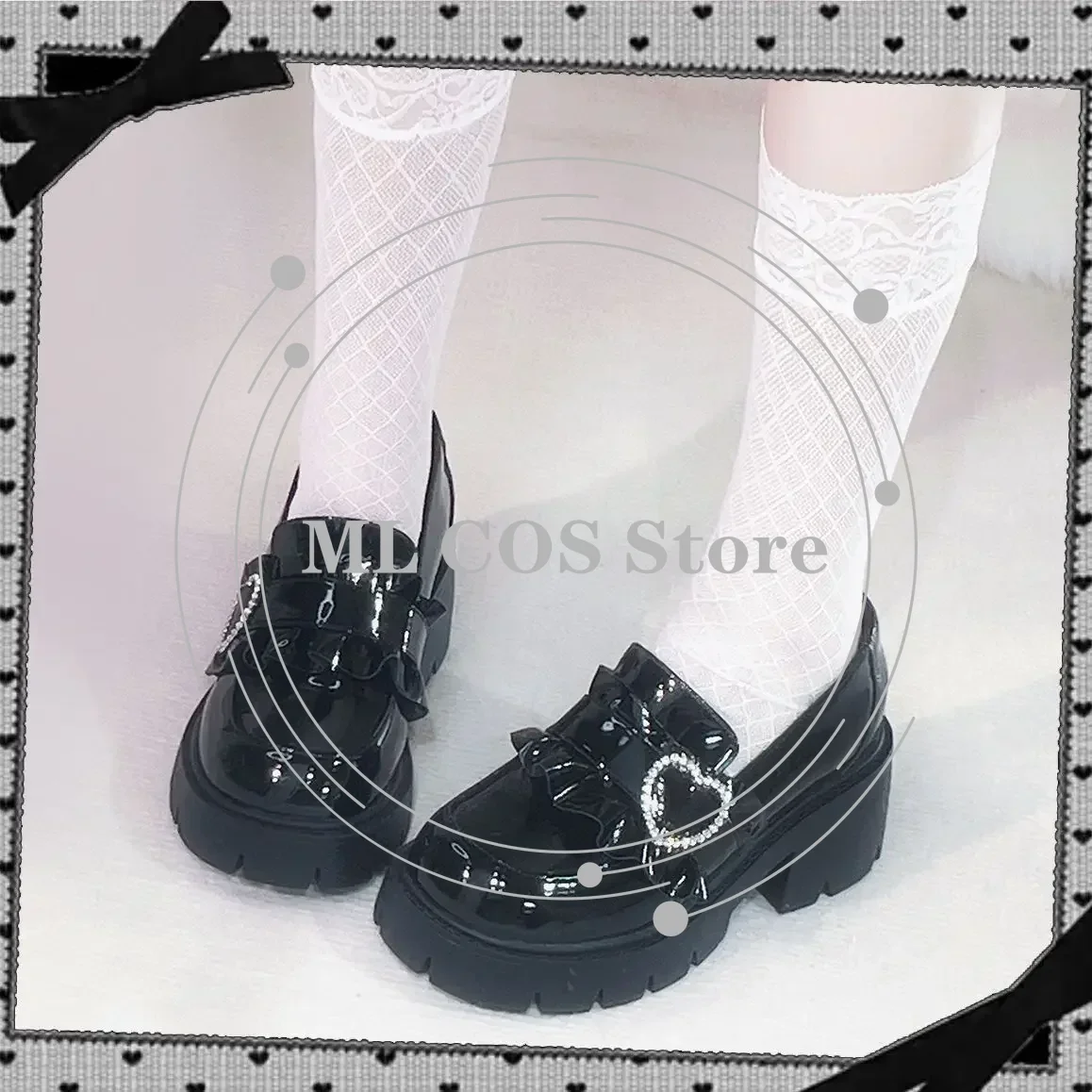 Nuevos Zapatos Mocasín Jirai Kei 2026 con Corazón de Diamantes de Imitación, Estilo Lolita Japonés Básico de Cuero Negro, Lindos, Kawaii y Dulces