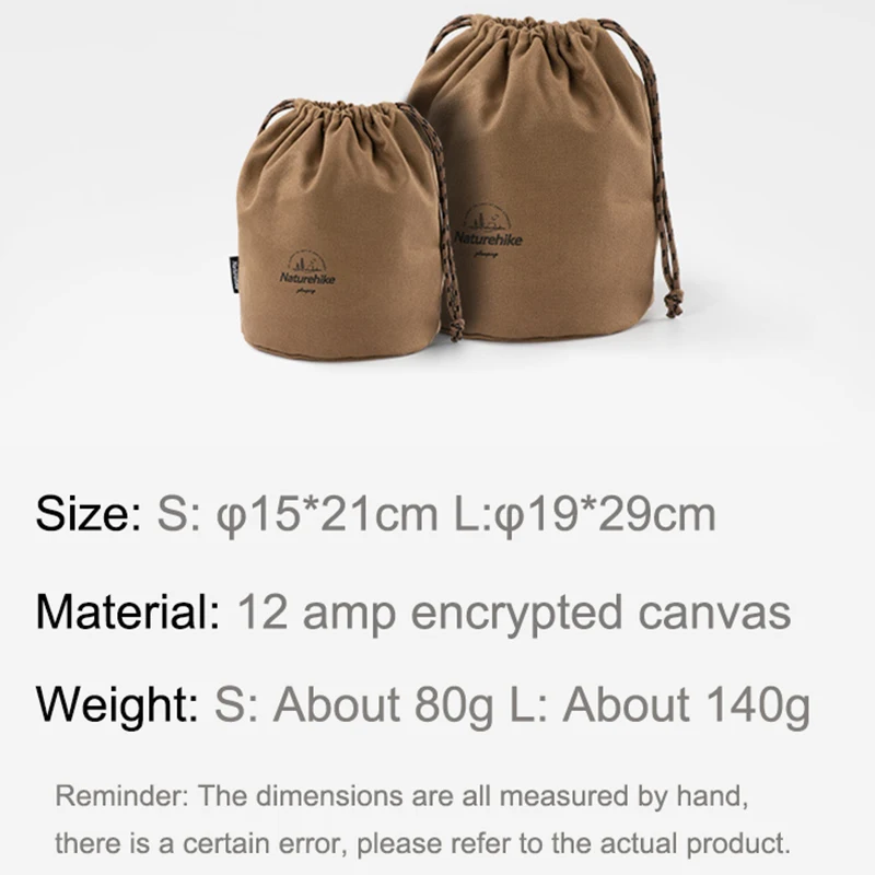 Naturehike Canvas Sundries Storage Bag Portable Drawstring Pocket  Waterproof Antifouling Outdoor Travel Camping Home Storage