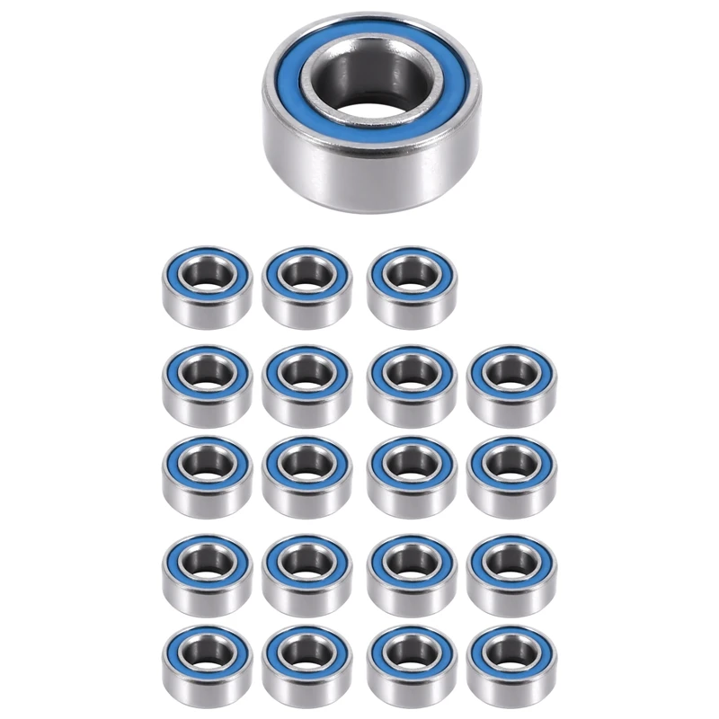 20PCS MR105-2RS 5X10X4mm Ball Bearing Steel Double-Shielded Miniature Ball Bearings,Blue