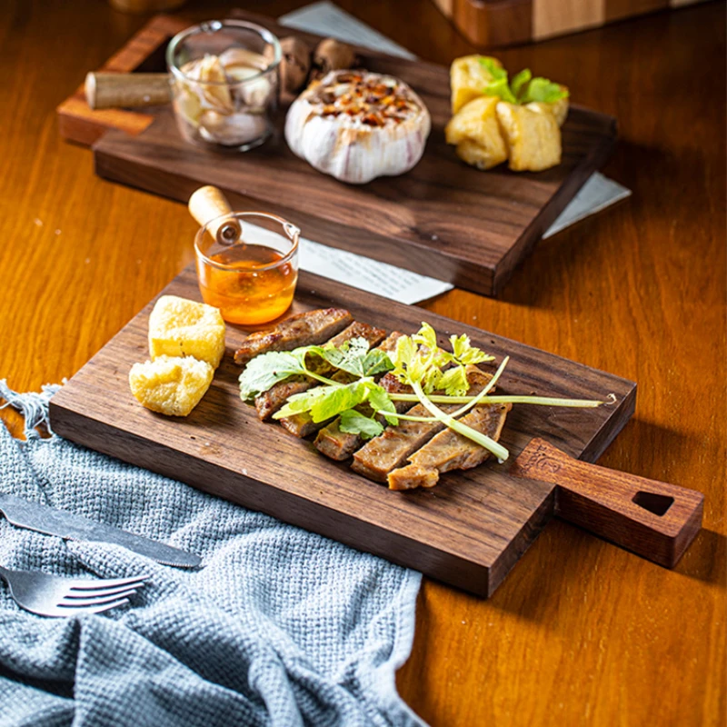 

Household high-end wooden steak plate, rectangular single handle flat plate, wooden plate, breakfast plate