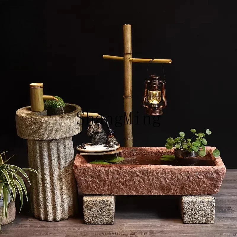 FG  trough outdoor running water landscaping ornament courtyard landscape stone grinding water landscape sink balcony flower pot