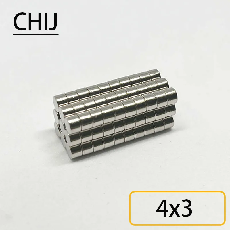 

50/100/200PCS Round 4mm X 3mm Durable Super Strong Magnet N35 Permanent NdFeB 4*3 Powerful Magnetic Disc imanes Hot Sale