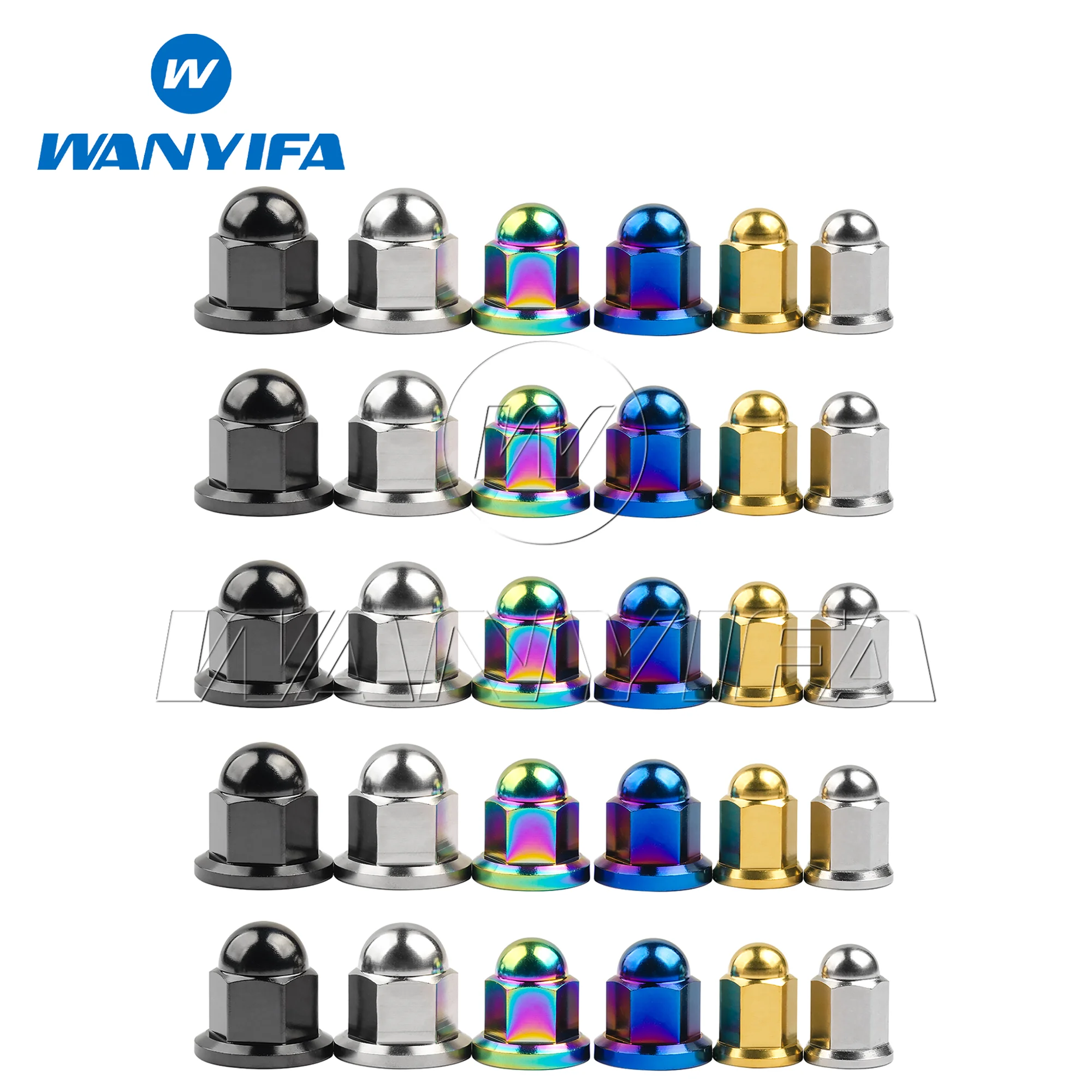 Wanyifa Titanium Ti Nut M6 Pitch 1.0mm M8/M10 Pitch 1.25mm Dome Head Flange Locking Nuts for Bicycle Motorcycle Car 10/15pcs