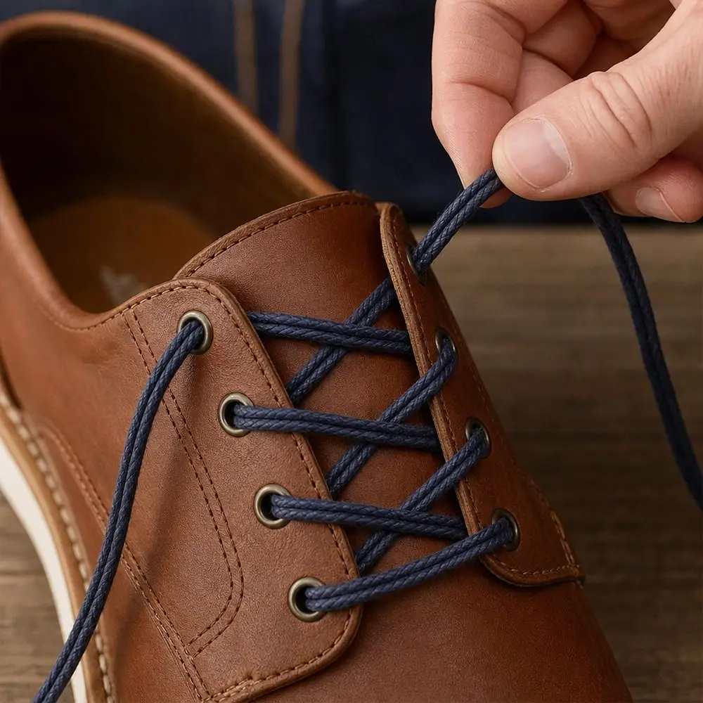 High Quality Leather Waxed Shoelaces Replace Round Boots Laces Strings Cotton Waterproof Shoe Cord Rope Shoes Accessories