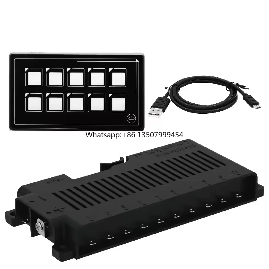 

Dc 12v LED On-Off Button APP Car Universal 10 Gang Membrane Control Touch Screen 10 Gang Switch Panel with Backlight Module LED