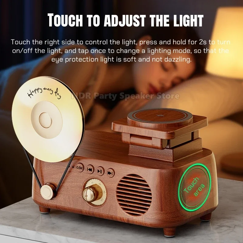 Inteligentne głośniki Bluetooth Lampka nocna RGB Subwoofer stacjonarny Składany uchwyt do telefonu komórkowego Bezprzewodowa ładowarka 15 W Gra Audio