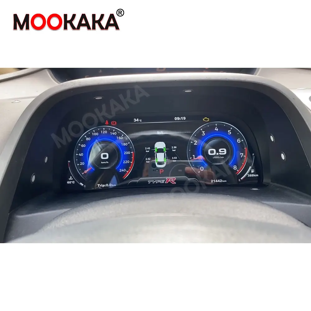 Car Digital Cluster For Honda Civic 2005-2011 8th LCD Auto Dashboard Instrument Panel Speedometer Odometer Virtual Cockpit Meter