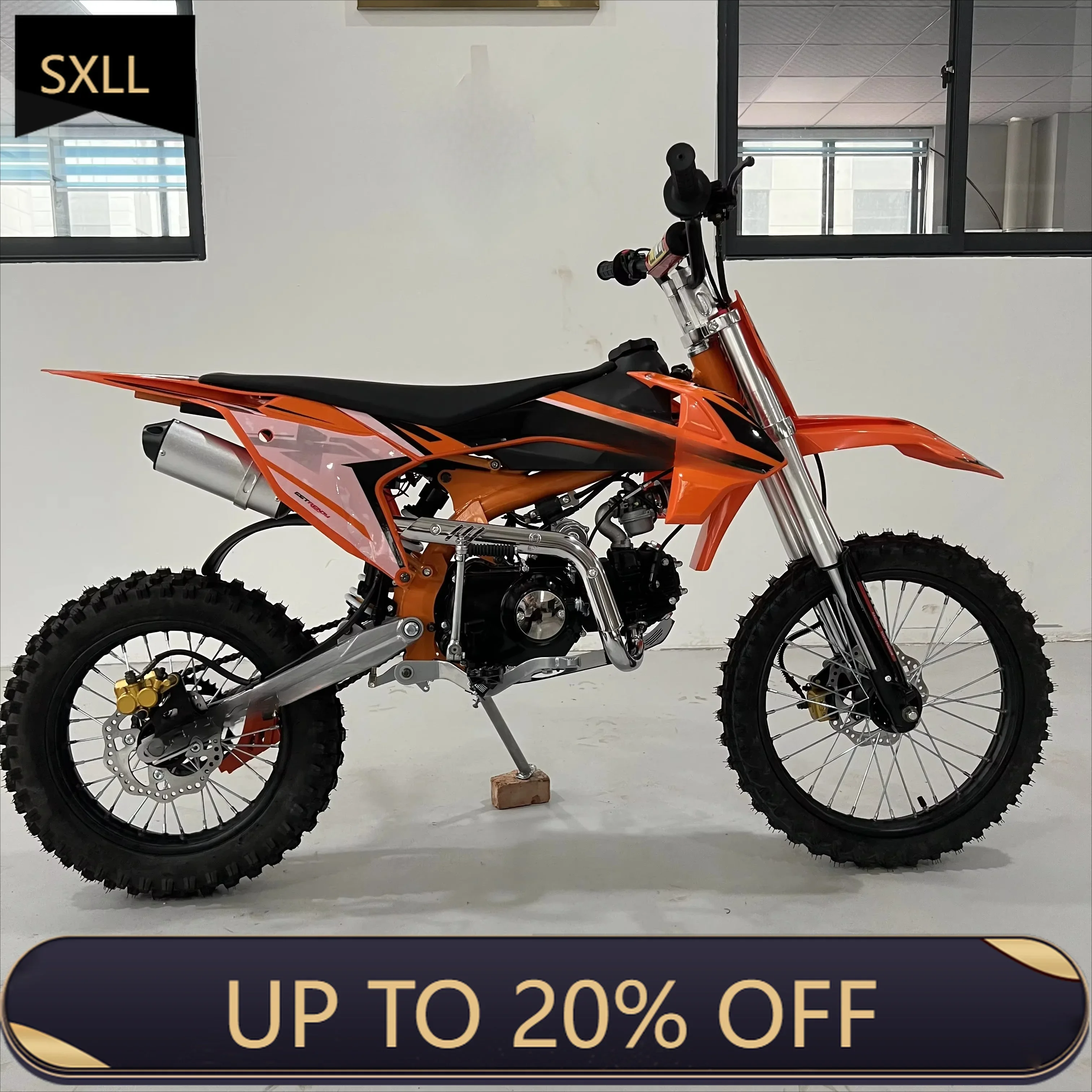 sxll2026 CE certified factory manufactures white mini off-road motorcycle with electric start function, heavy-duty shock absorbe