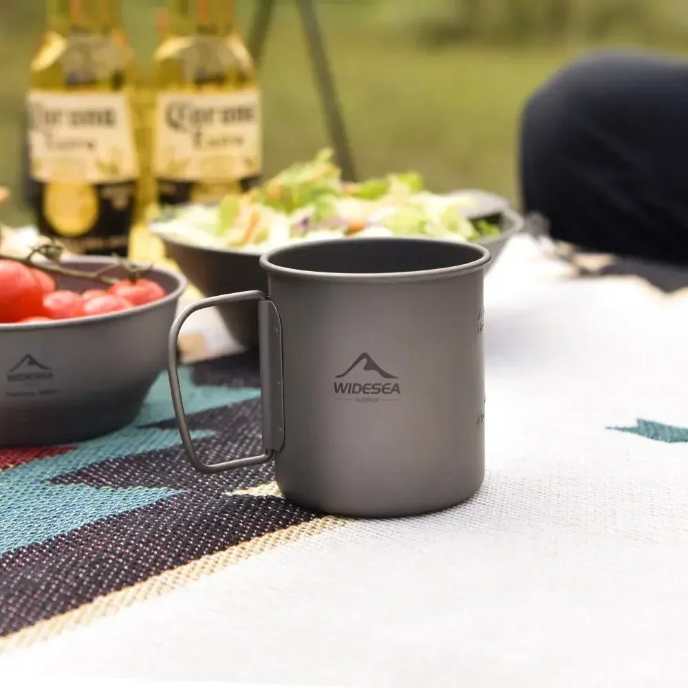 

Widesea Hiking Camping Mug Titanium Cup Tourist Tableware Picnic Utensils Outdoor Kitchen Equipment Travel Cooking Set Cookware
