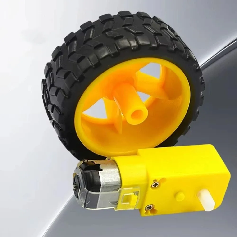 No-load Speed 3-6V DC Electric Motor Yellow Magnetic TT Motor Tire Wheel 1:48 Plastic Dual Shaft Gear Motor DIY