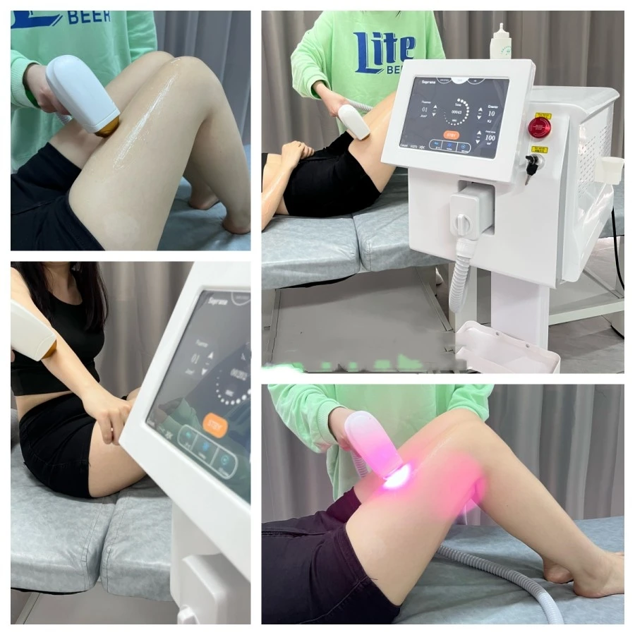 4000W 전문 비침습적 808nm 다이오드 레이저 제모 기계 얼음 티타늄 3 파장 여성을위한 영구 무통