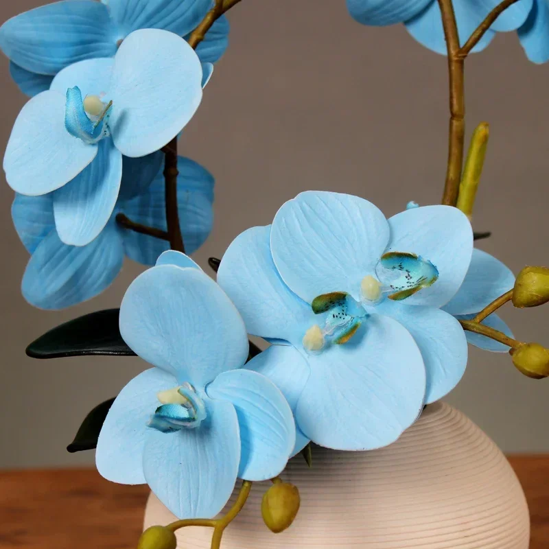 Nowoczesny Minimalistyczny Wazon Ceramiczny + Fałszywy Kwiat Phalaenopsis Zestaw Figurki Rękodzieło Dekoracja Dom Salon Stół Ozdoby Kawowe