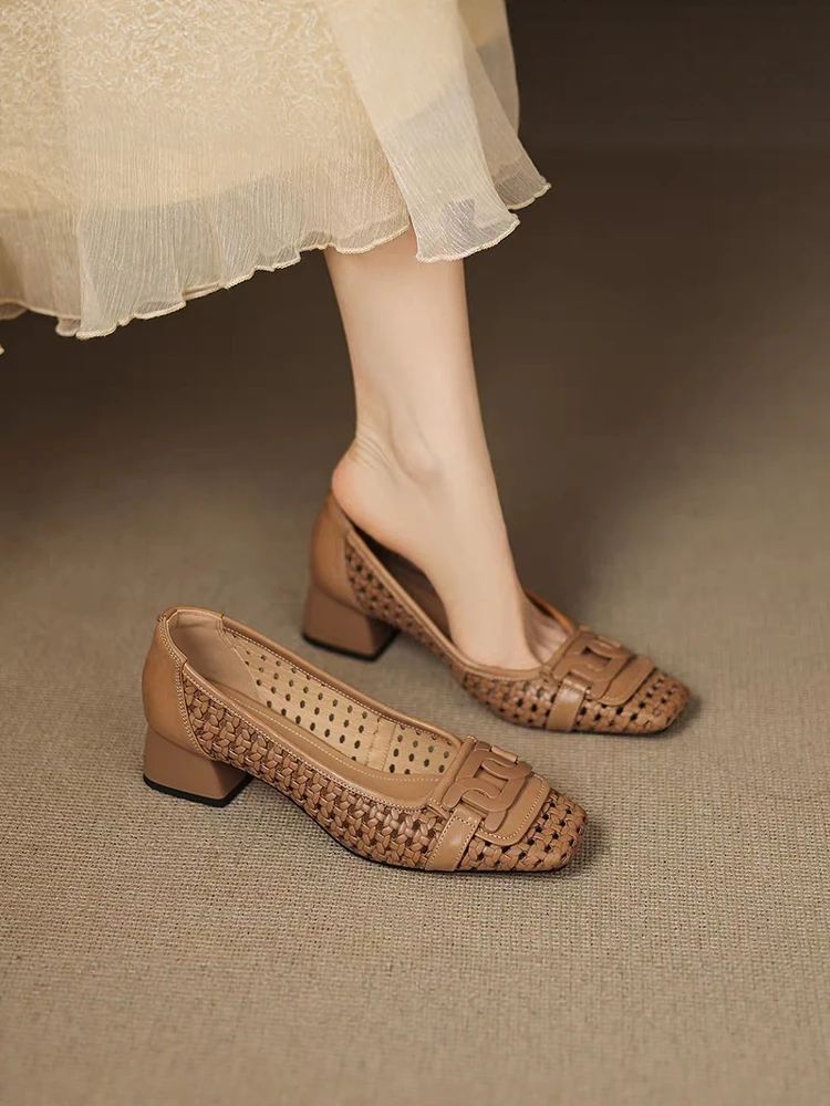 

Ультра-комфортная женская обувь из очень мягкой кожи на массивном каблуке, модная повседневная одежда без шнуровки, новое поступление лета