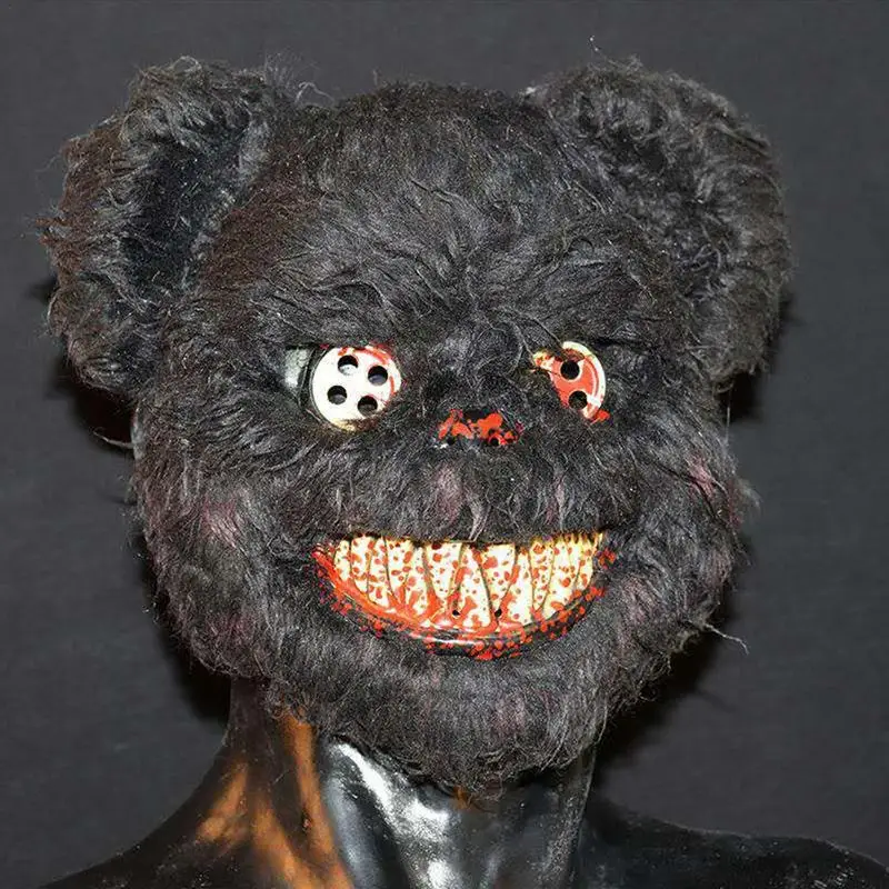 Halloween Bloody horror Bear Mask Masquerade Scary Plush Mask Headgear Creepy Halloween Decoration Supplies Props Mask Masque