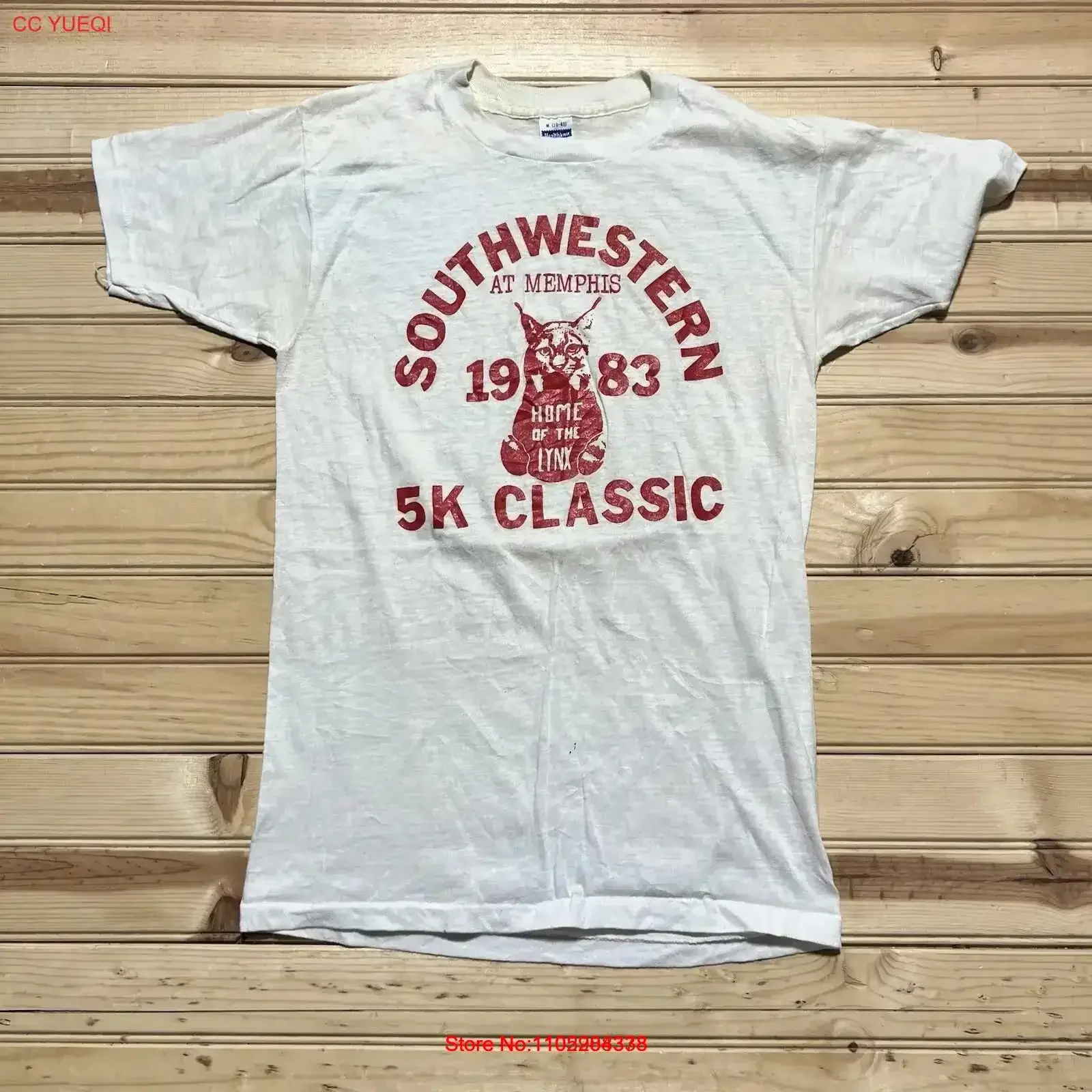 Vintage 1983 Southwestern Memphis 5k Home Of The Lynx camiseta tamaño medio lavado ligeramente suave estirado Casual vintage