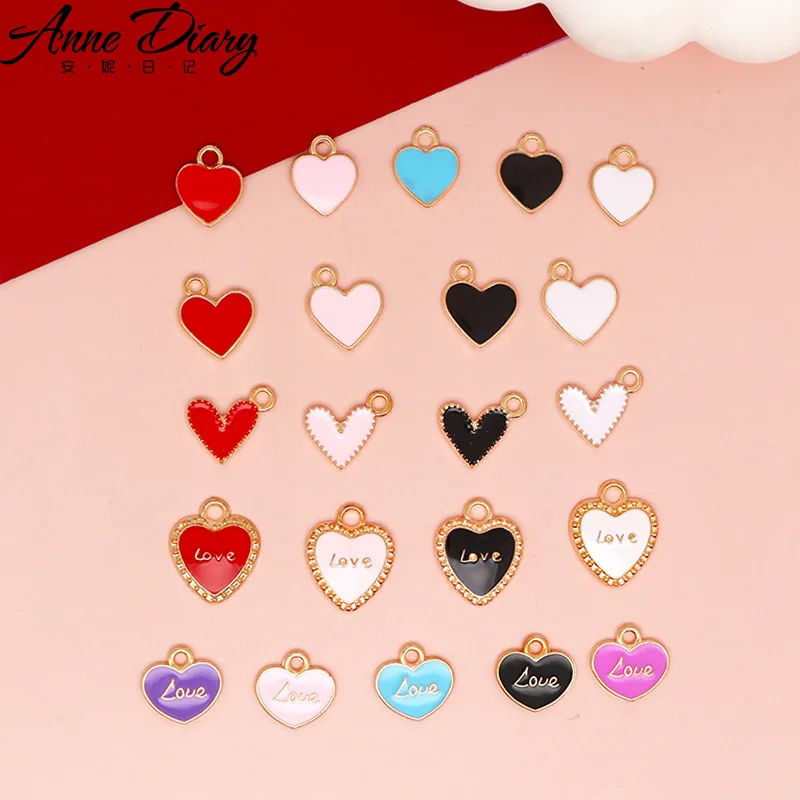 20 pcs/lot Fashion Cute Heart Pendant Making Accessories Charms for Women, Earrings/Necklace Handmade DIY Jewelry Wholesale