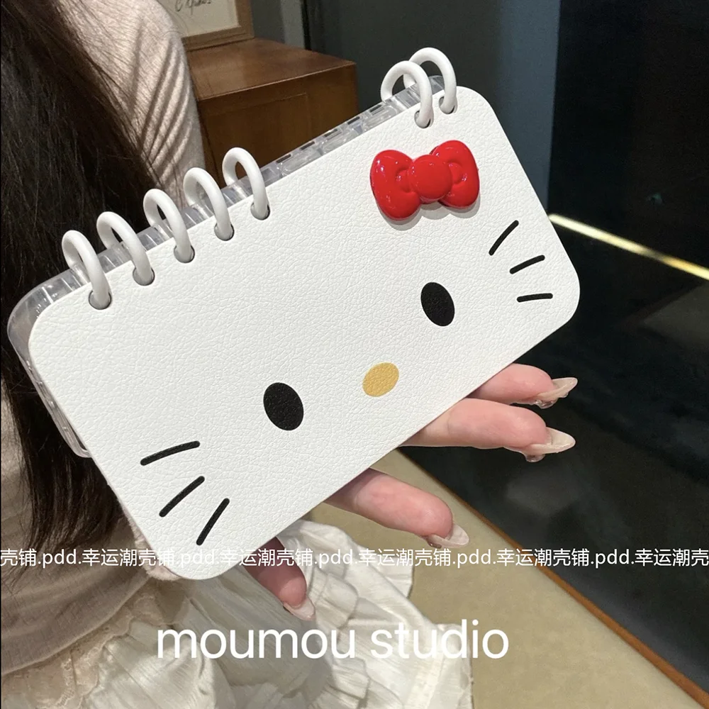 Cartoon Creativity Notebook Hello Kitty Iphone 16 15Promax Phone Case 14Pro 13 Girlish Heart Anti Drop Phone Case Birthday Gift