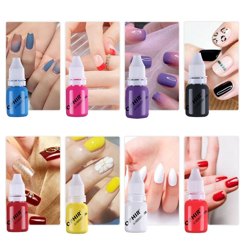 10ML Airbrush Nail Ink Nail Polish Paint Use For Airbrush Spray Gun Making Hollow Pattern Color Painting Stencil Nail Art Tools