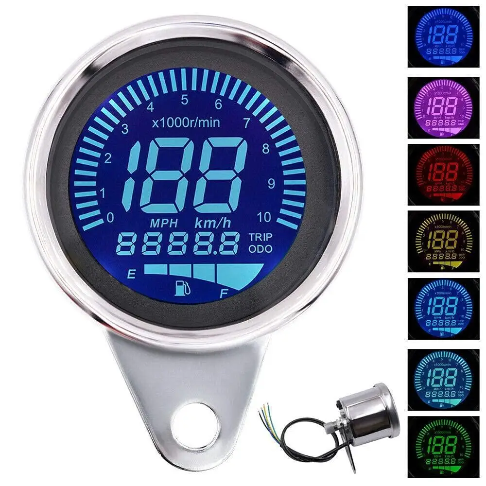 

Motorcycle Digital Speedometer Retro LCD Odometer Fuel Meter Universal DC12V LED LCD Tachometer Indicator Scooter ATV Meter