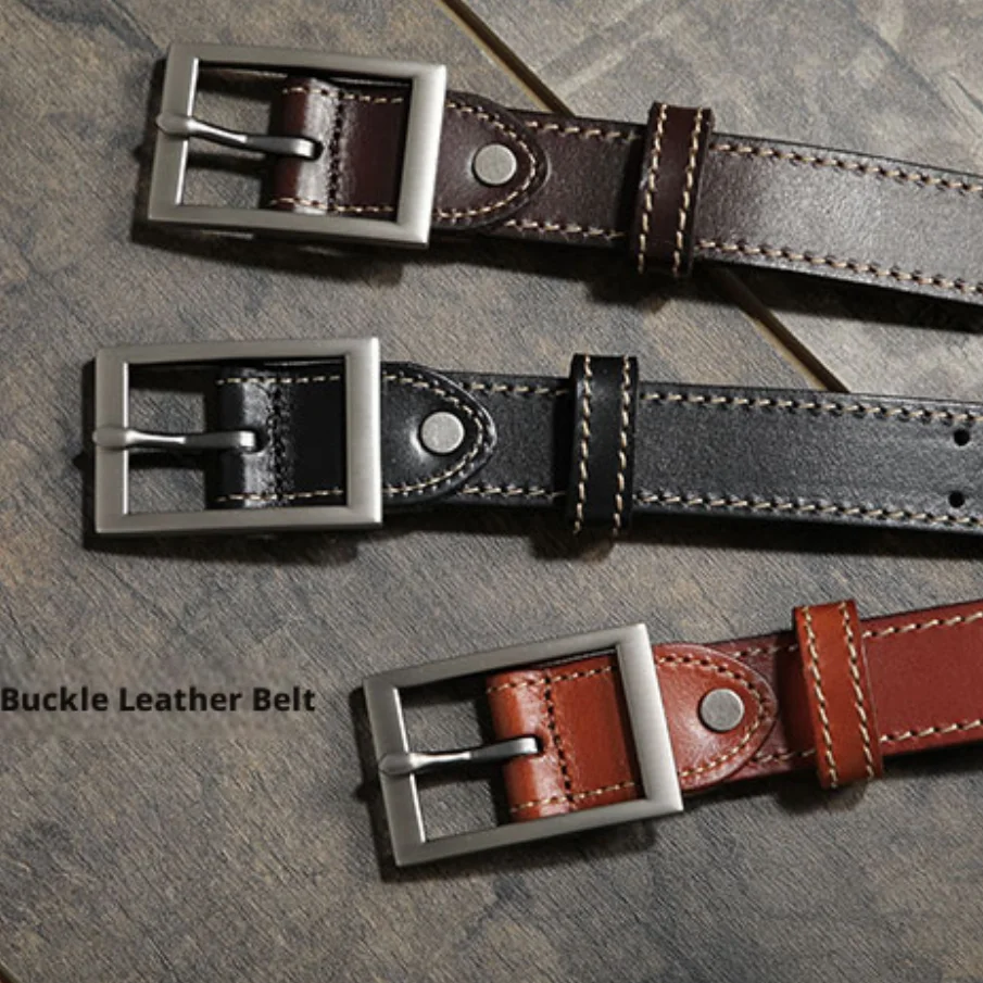 Vintage 2.8cm Wide Black Hollow Top Layer Leather Belt for Men Women Genuine Leather Square Pin Buckle Unisex Jeans Waist Belt