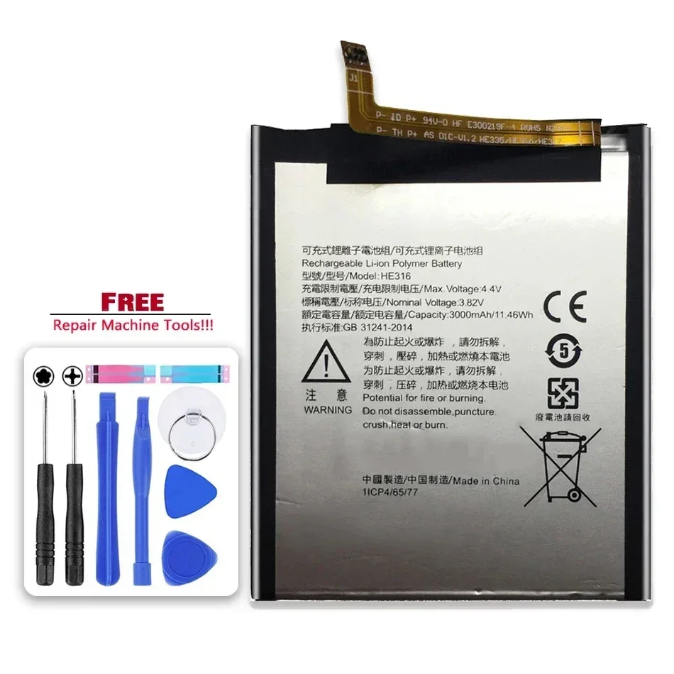 3000mAh Battery HE316 For Nokia 6 N6 TA-1000 TA-1003 TA-1021 TA-1025 TA-1033 TA-1039